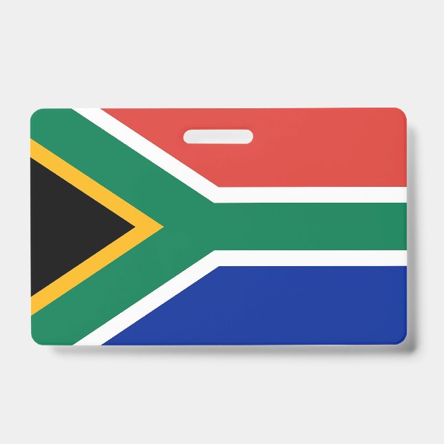 Badge nominatif avec drapeau de l'Afrique du Sud (Avant)
