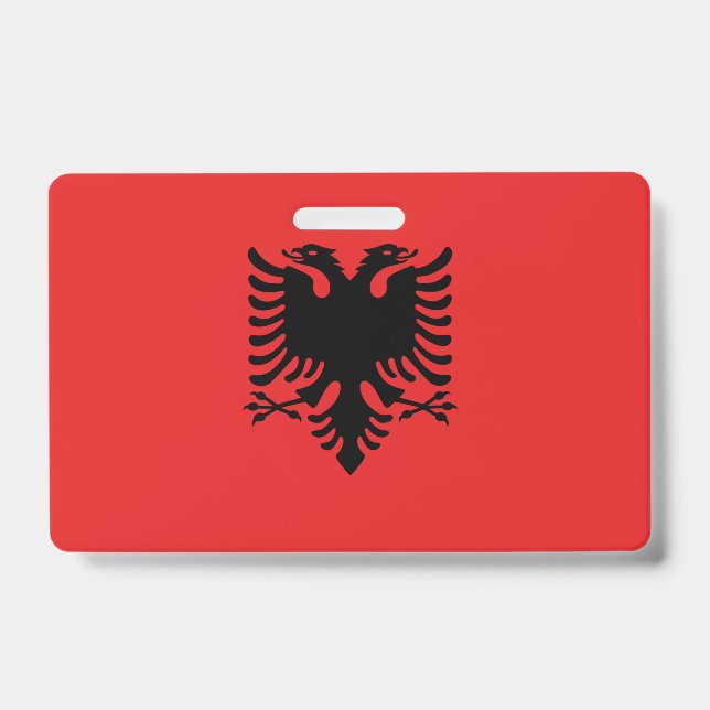 Badge nominatif avec drapeau de l'Albanie (Avant)