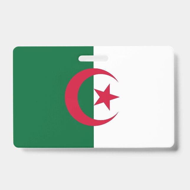 Badge nominatif avec drapeau de l'Algérie (Avant)