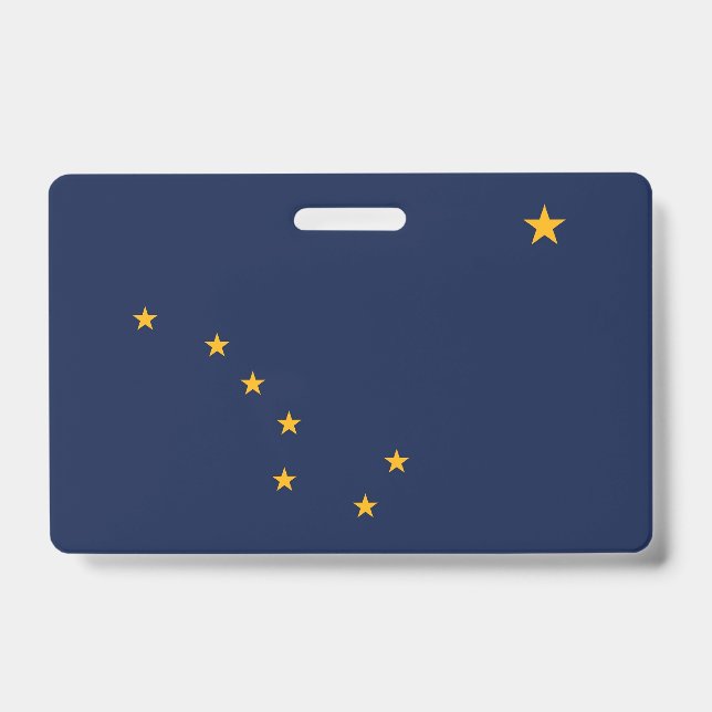 Badge nominatif avec drapeau de l'État d'Alaska, É (Avant)