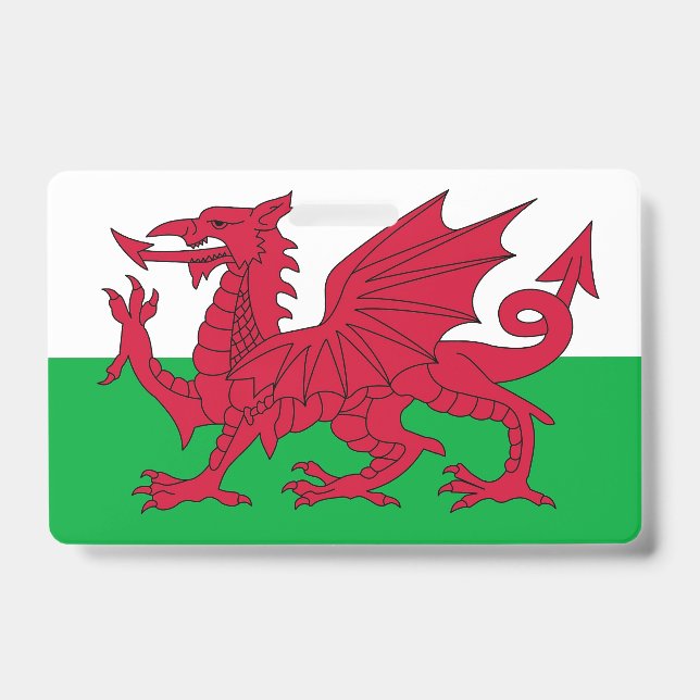 Badge nominatif avec drapeau du pays de Galles, Ro (Avant)