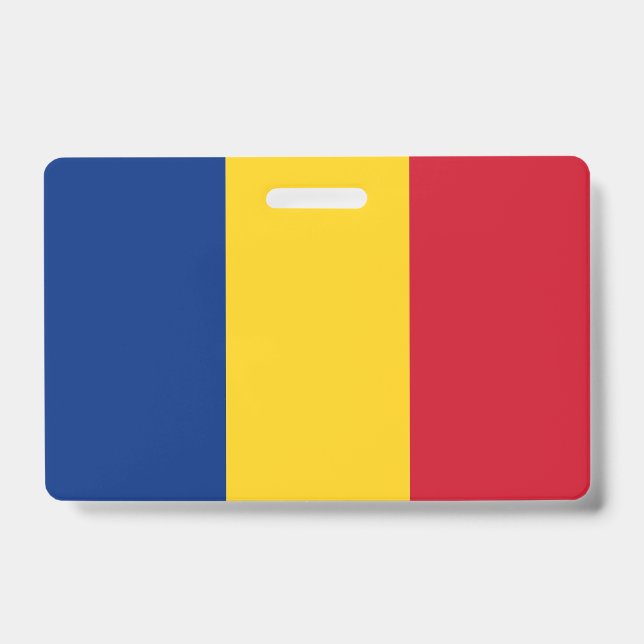 Badge nominatif avec le drapeau de la Roumanie (Avant)