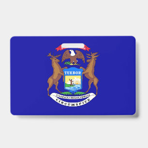 Badge nominatif avec le drapeau de l'État du Michi