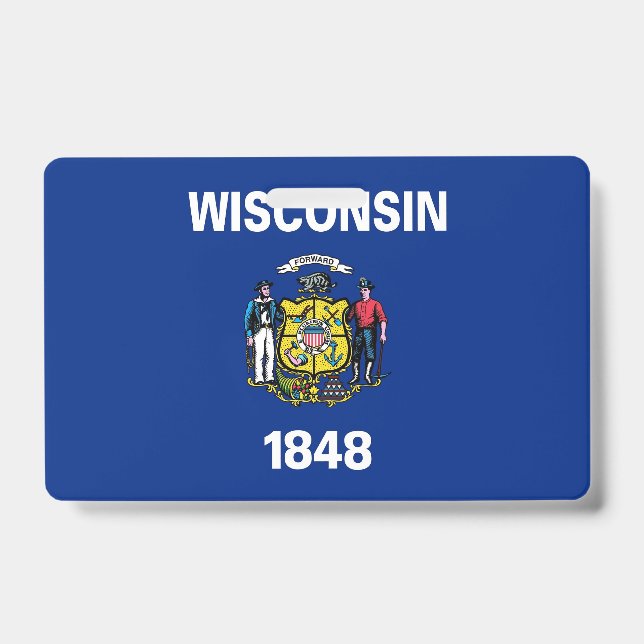 Badge nominatif avec le drapeau de l'État du Wisco (Avant)