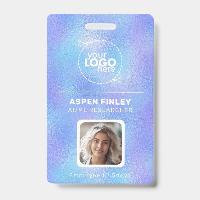 Badge nominatif avec QR code photo logo feuille mé (Avant)
