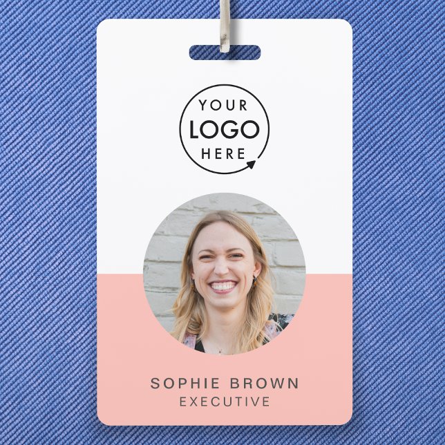Badge nominatif | Badge d'identification d'employé (Create a custom photo ID badge with logo, title, and QR code for a polished team look)