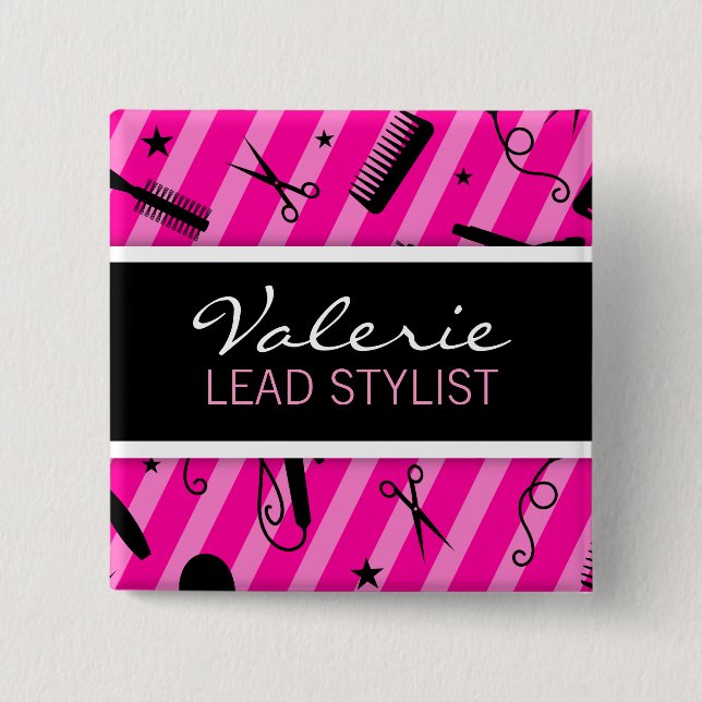 Badge nominatif de salon de coiffure de roses (Devant)