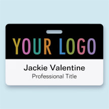 Badge nominatif en PVC avec logo horizontal, étiqu