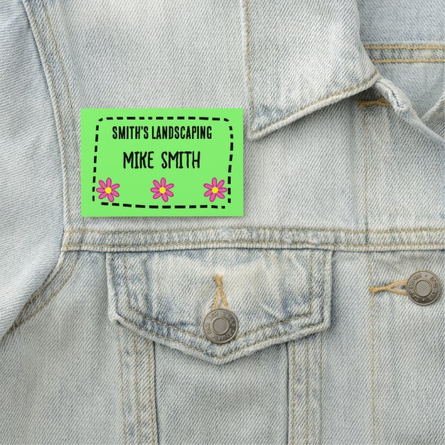 Badge nominatif Fleurs amusantes Vert (En situation)