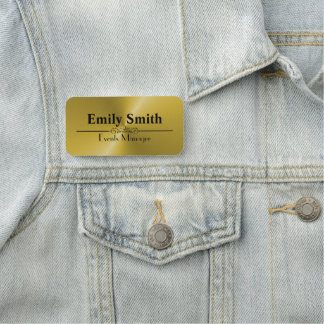 Badge nominatif magnétique d'or fait sur commande