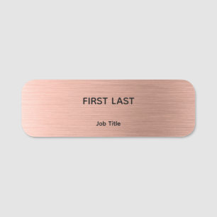 Badge nominatif magnétique en cuivre rosé pour emp