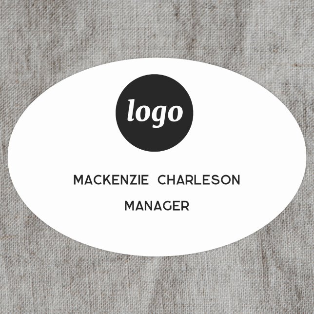 Badge nominatif magnétique ou à épingler pour empl (Simple logo with custom text business branding promotional staff employee name tag or badge)