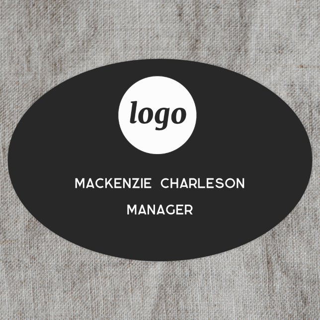 Badge nominatif magnétique ou à épingler pour empl (Simple logo with custom text business branding promotional staff employee name tag or badge)