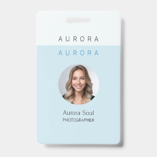 Badge nominatif minimaliste deux tons bleu