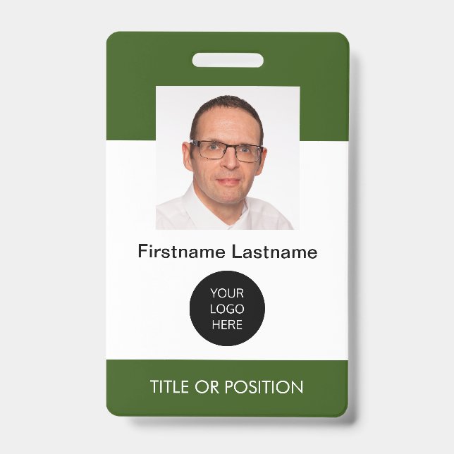Badge nominatif photo d'identité Forest Green (Avant)