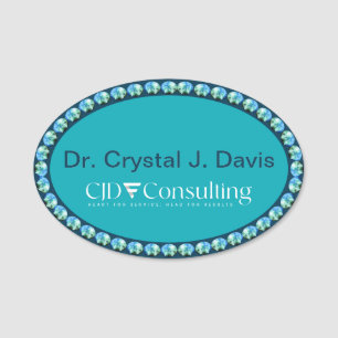 Badge nominatif sarcelle et sarcelle Bling
