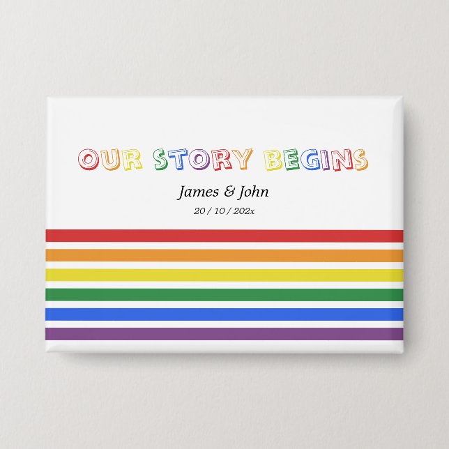 Badge Notre histoire commence Drapeau LGBTQ arc-en-ciel  (Recto)