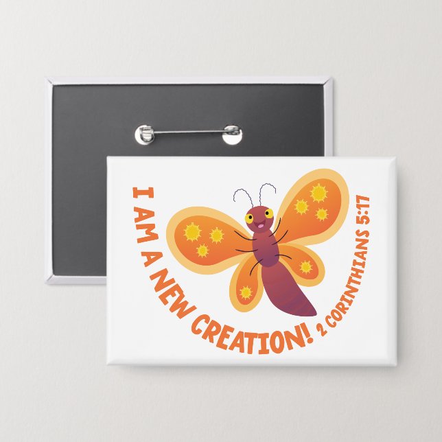 Badge Nouvelle création papillon mignon dessin animé ver (Recto/Verso)