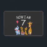 Badge Now I am 7 years old 7th Birthday at the Zoo<br><div class="desc">Happy 7th Birthday. Funny and lovely Kids Birthday design with a cute Elephant,  two ferrets and a giraffe celebrating your birthday at the zoo.</div>