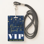Badge Nuit sous les étoiles Gold Blue Sweet 16 VIP Pass<br><div class="desc">Personnaliser pour tout événement.</div>