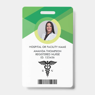 Badge Numéro de photo de l'infirmière autorisée géométri