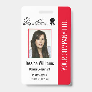 Badge Numéro rouge de certification photo de l'employé p