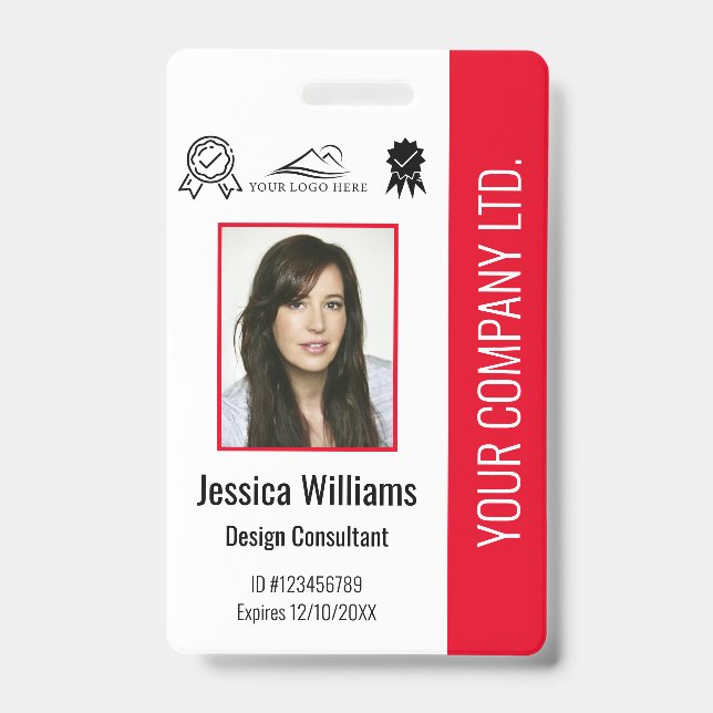Badge Numéro rouge de certification photo de l'employé p (Avant)