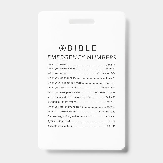 Badge Numéros d'urgence de la Bible (Avant)