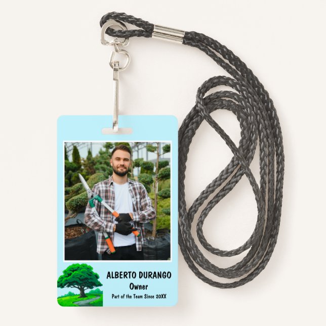 Badge Oak Tree Logo | Tree Trimming Services Employee (Devant avec lanière)