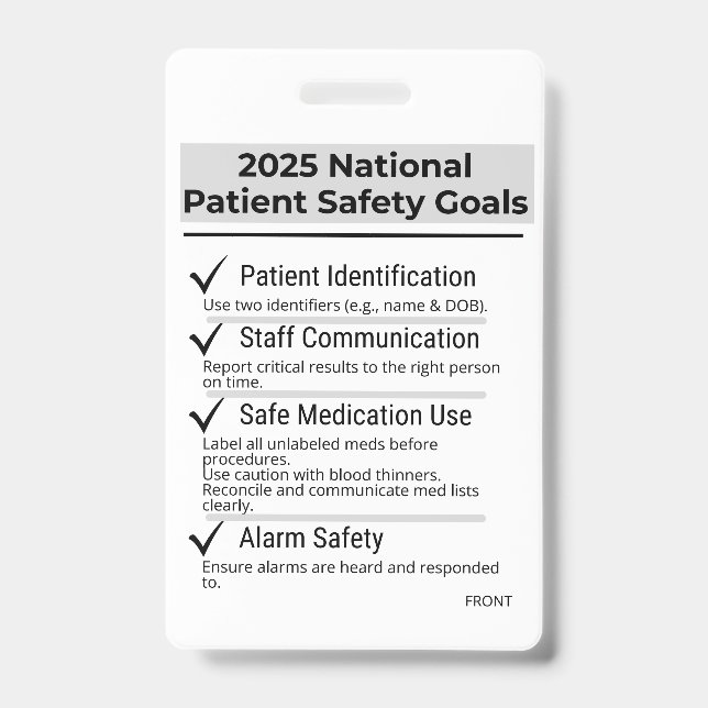 Badge Objectifs nationaux de sécurité des patients 2025  (Avant)