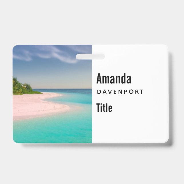 Badge Océan aigue-marine Plage tropicale Paysage (Avant)