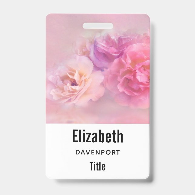 Badge Œillets roses élégants Photographie stylée (Avant)