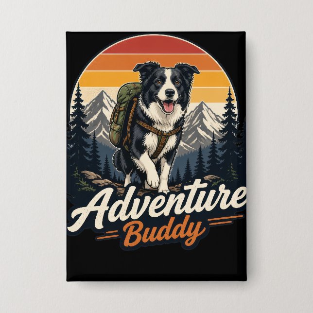 Badge Œuvre d'art murale de chien compagnon d'aventure (Recto)