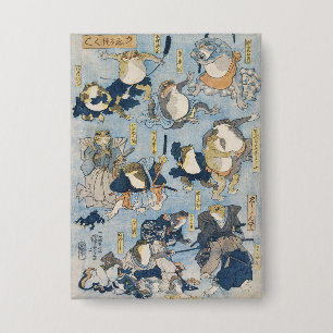 Badge Œuvres d'art japonaises antiques de grenouilles gu