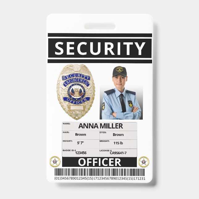 Badge Officier de sécurité d'impression moderne ID emplo (Avant)