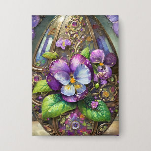 Badge Oiseaux en fleurs Pied violets Fleur sauvage Oeuf