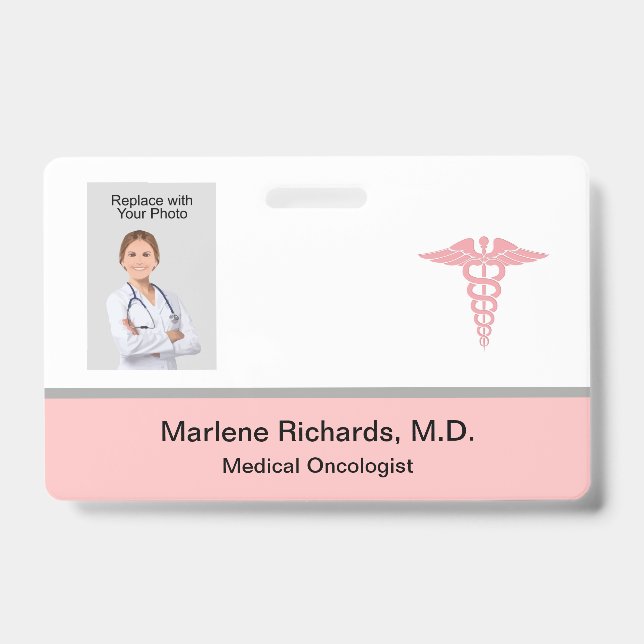 Badge Oncologue Cancer Médicale ID photo Modèle (Avant)