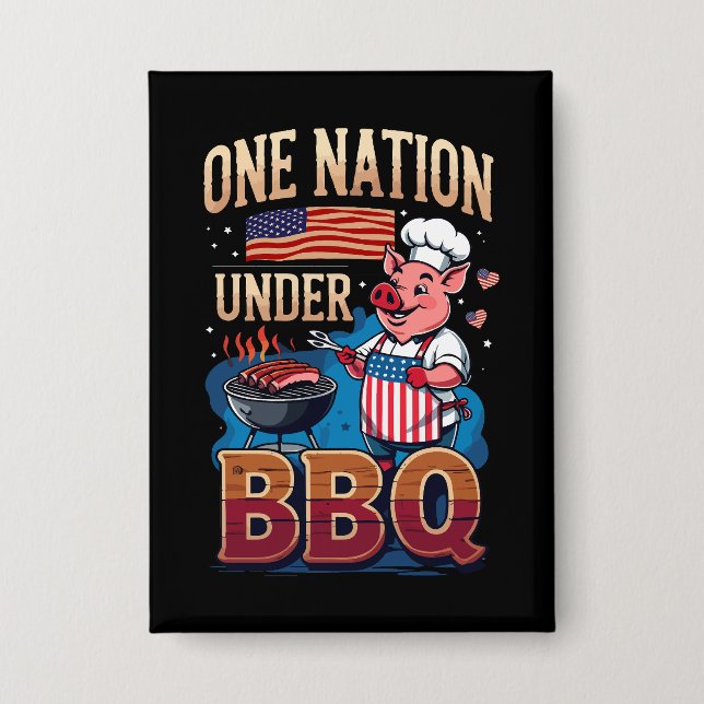 Badge One Nation Under BBQ – Vintage Chef Grillmaster (Recto)