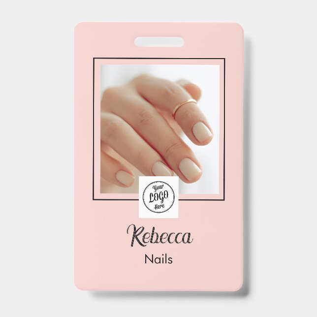 Badge Ongle de logo de script noir rose Blush Photo (Avant)