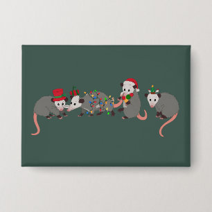 Badge Opossum Noël Mignons Animaux Sauvages Drôle Xmas