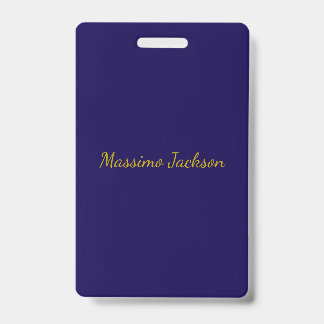Badge Or & Bleu Foncé Couleur Professionnel Uni Nom Prop