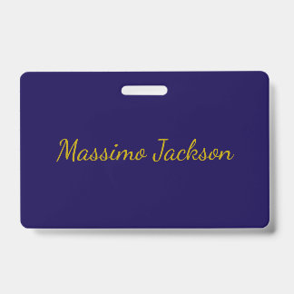 Badge Or & Bleu Foncé Professionnel Nom Plain Propre