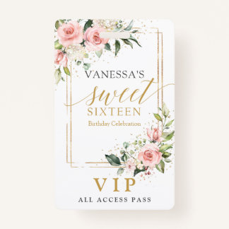 Badge Or floral brun tendance scintille sage doux 16e