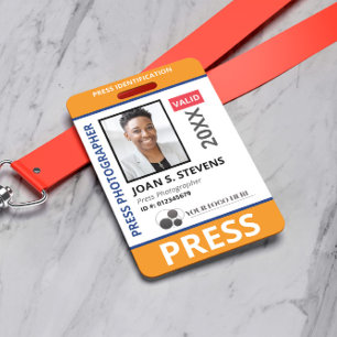 Badge Orange Blue Photo & Logo ID de presse