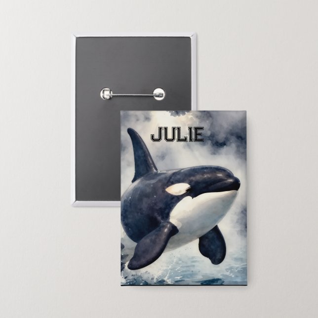 Badge  Orca Stormy waves, Personalized (Recto/Verso)