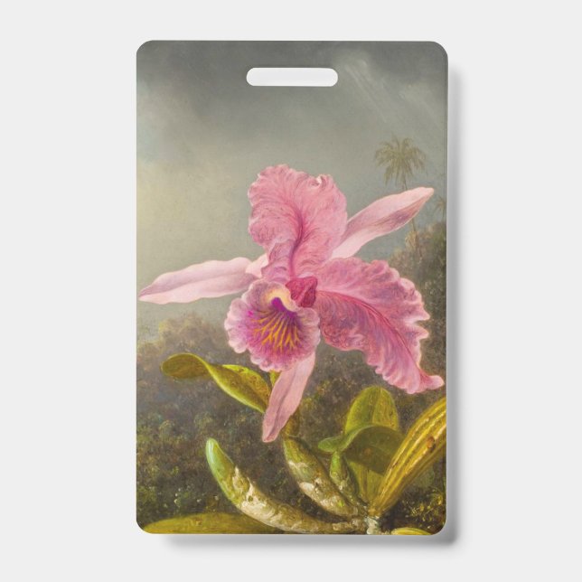 Badge Orchidée avec deux colibris Heade (Avant)