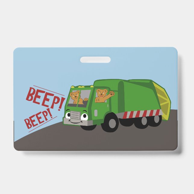 Badge Ours conduisant un camion à ordures (Avant)