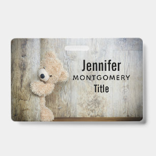Badge Ours Cute Stuffé Mur Rustique En Bois