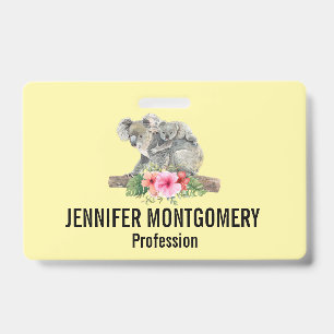 Badge Oursons koalas à l'aquarelle Maman & bébé mignons