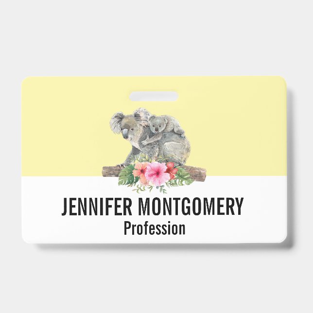 Badge Oursons koalas à l'aquarelle Maman & bébé mignons (Avant)